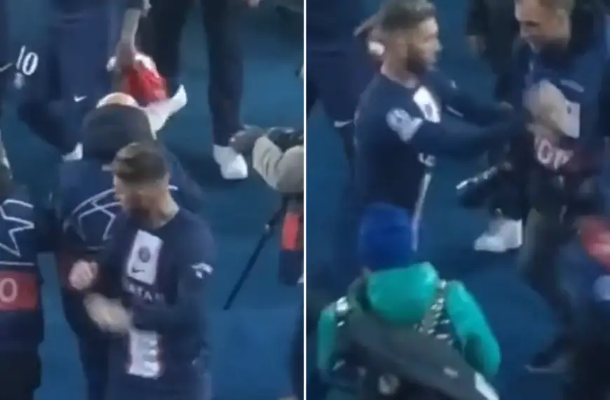 Sergio Ramos SHOVES photographer after PSG’s Champions League defeat