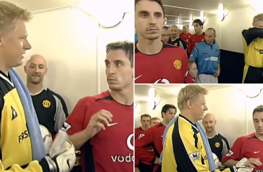 When Gary Neville snubs Peter Schmeichel handshake before Manchester derby