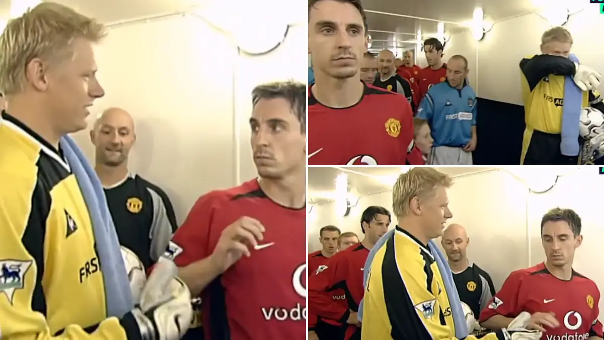 When Gary Neville snubs Peter Schmeichel handshake before Manchester derby