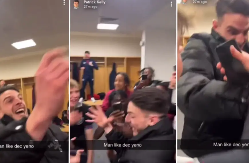 Declan Rice GATECRASHES West Ham dressing room after FA Youth Cup victory