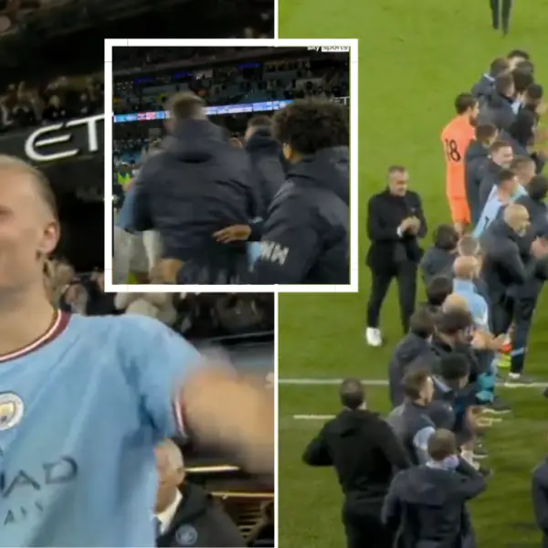 Man City present Erling Haaland with guard of honour after striker breaks Premier League record