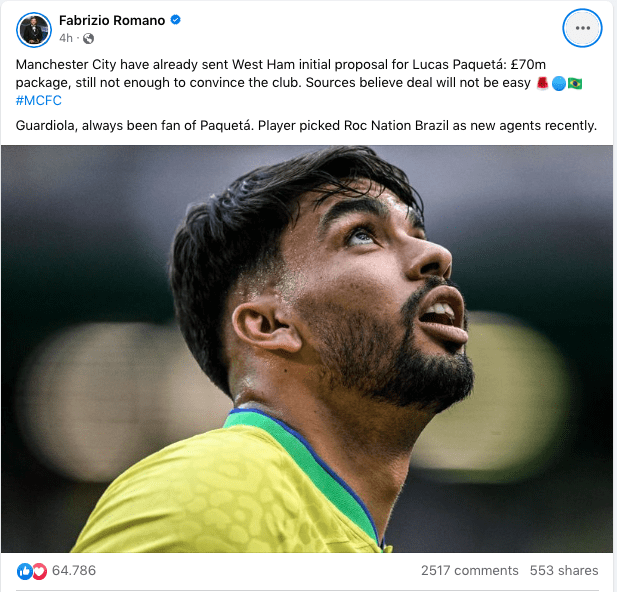 Lucas Paqueta man city fabrizio romano