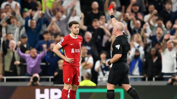 tottenham vs liverpool red card jota