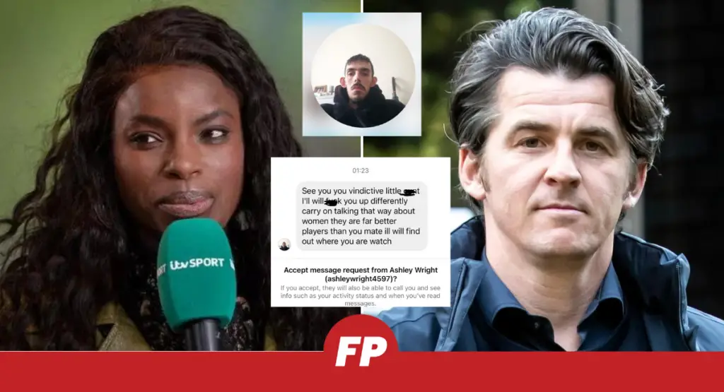 An image of Joey Barton alongside an image of Eni Aluko holding a microphone.