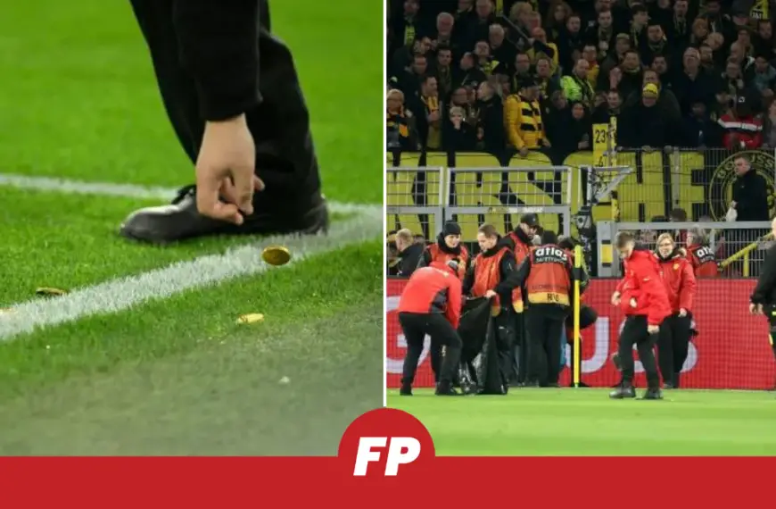 Borussia Dortmund match DELAYED as fans throw tennis balls and chocolate gold coins on pitch