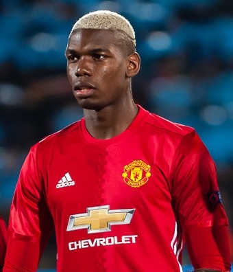 Paul Pogba playing for Manchester United in the Europa League.