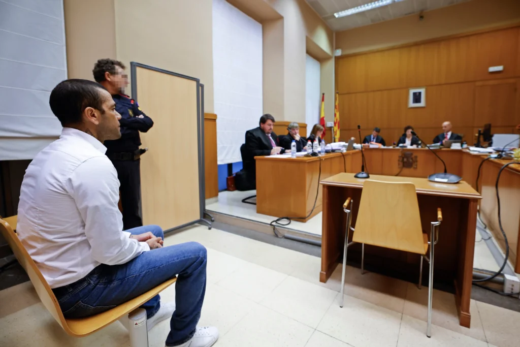 Dani Alves plead his innocence in court before being handed a 4.5 jail sentence for sexual assault.