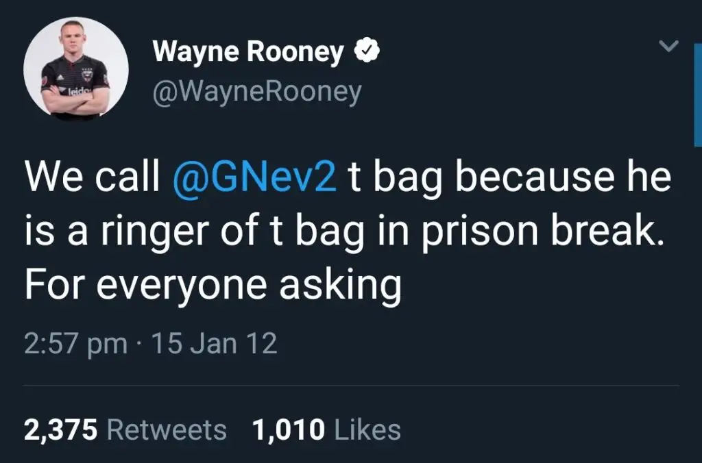 Wayne Rooney tweet about Gary Neville