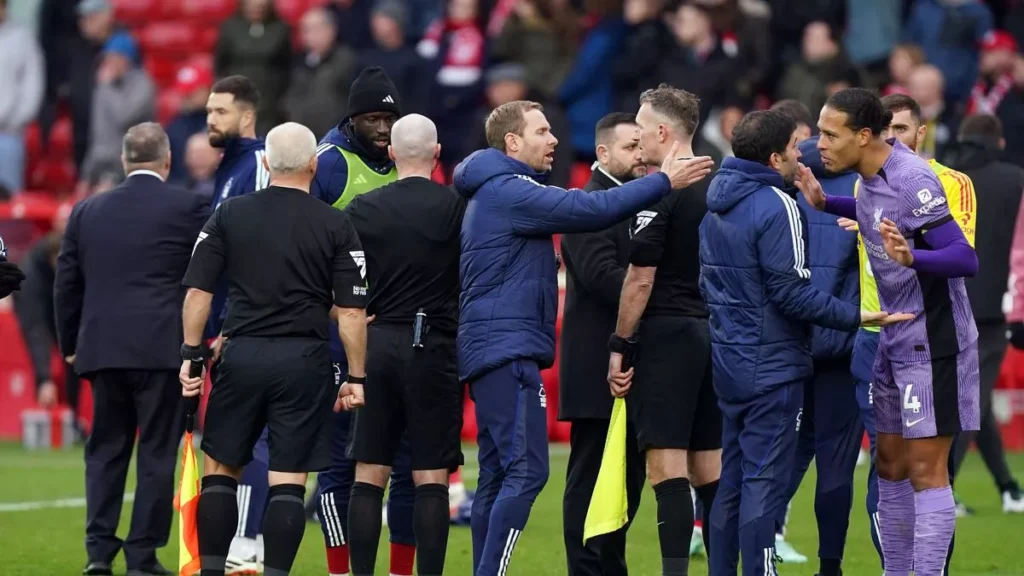 Paul Tierney was targeted by Forest staff and players following his mistake in their match against Liverpool.