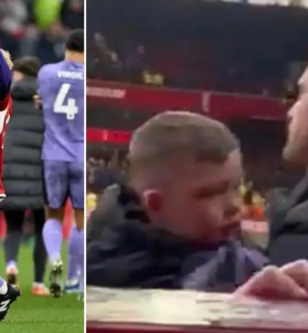 Andy Robertson rescues 6 year old from RAGING Forest fans!