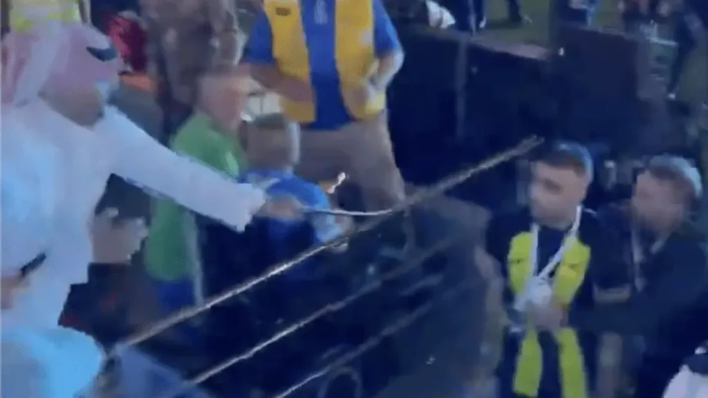 After the Saudi Super Cup Final, Brazilian Al-Ittihad forward Malcolm was whipped by a spectator during an altercation.