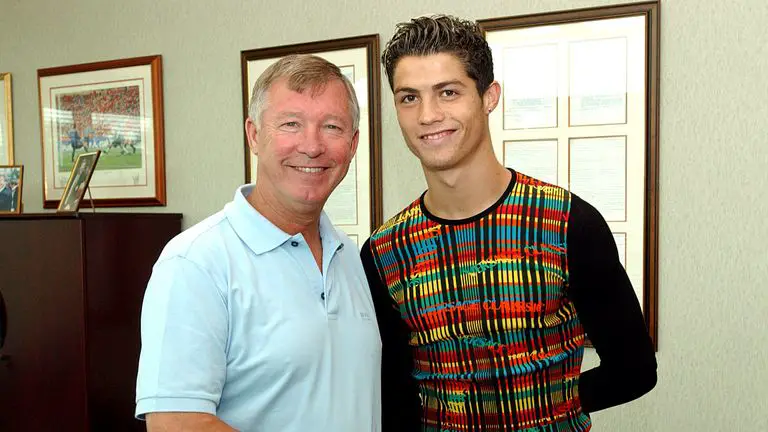 Sir Alex Ferguson with a young Cristiano Ronaldo
